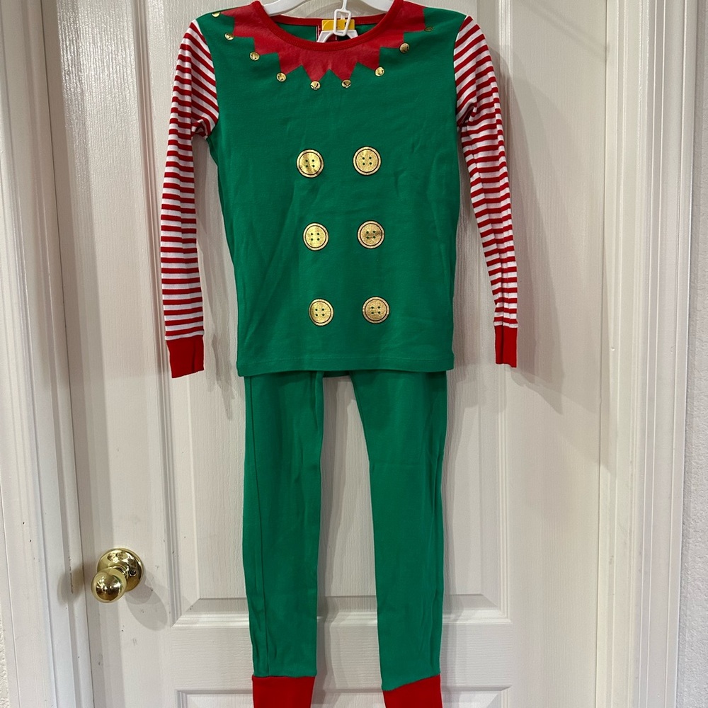 4 for $20. Big kids elf pajamas set